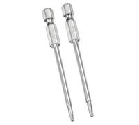TA-VIGOR 2Pcs T10 Torx Head Screwdriver Bits 1/4 Inch Hex Shank, 75mm Long Magnetic Tamper Proof Star S2 Steel Security Torx Bits with Hole for Impact Driver Drill Bits Hand Tools