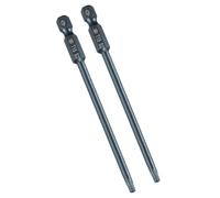 TA-VIGOR 2Pcs T15 Torx Head Screwdriver Bits 1/4 Inch Hex Shank, 100mm Long Magnetic Tamper Proof Star S2 Steel Security Torx Bits with Hole for Impact Driver Drill Bits Hand Tools