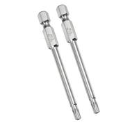 TA-VIGOR 2Pcs T20 Torx Head Screwdriver Bits 1/4 Inch Hex Shank, 75mm Long Magnetic Tamper Proof Star S2 Steel Security Torx Bits with Hole for Impact Driver Drill Bits Hand Tools
