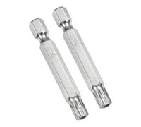 TA-VIGOR 2Pcs T35 Torx Head Screwdriver Bits 1/4 Inch Hex Shank, 50mm Long Magnetic Tamper Proof Star S2 Steel Security Torx Bits with Hole for Impact Driver Drill Bits Hand Tools