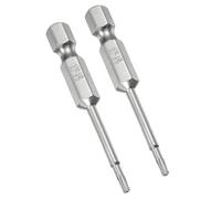 TA-VIGOR 2Pcs T7 Torx Head Screwdriver Bits 1/4 Inch Hex Shank, 50mm Long Magnetic Tamper Proof Star S2 Steel Security Torx Bits with Hole for Impact Driver Drill Bits Hand Tools
