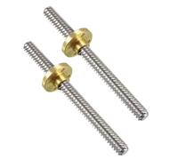 TA-VIGOR 2Pcs T8 Threaded Rod Lead Screws, 100mm Length 8mm Dia 2 Lead Stainless Steel Lead Screw Rod with Copper Nut Trapezoidal Thread for 3D Printer Z Axis