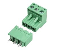 TA-VIGOR 3 Pin 5.08mm Pitch PCB Screw Terminal Block Set, Male and Female Connector Blocks Electrical, 300V 15A, Green, 10 Sets