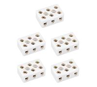 TA-VIGOR 3 Way Ceramics Terminal Blocks, 10A High Temp Porcelain Ceramic Wire Connectors, Insulation Frequency Connector for Electrical Wire Cable 5Pcs