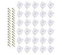 TA-VIGOR 30pcs 13x14x9mm 90 Degree Plastic Corner Braces Support, ABS L Shape Right Angle Shelf Brackets with Screws for Furniture Repairing, Cabinets, Bookshelves & DIY, White