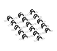 TA-VIGOR 30Pcs Cable Clamp, 12mm Rubber Pipe Strap Rubber Cushioned Stainless Steel Hose Clamp U Shape Metal Clamp Tube Holder for Pipe Tube Wire Fixing, Laying Plumbing, Electricity, Exhaust