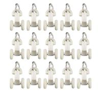 TA-VIGOR 30Pcs Curtain Track Rollers, Plastic Twin Wheeled Curtain Rail Track Pulley, Silent Curtain Rail Gliders for Windows Shower Curtain Tracks