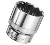 TA-VIGOR 34mm 1/2 Inch Drive 12 Point Deep Socket, 45# Metric Cr-V Steel Chrome Plated, Heavy Duty for Ratchet Wrench Auto Repair Mechanical Tools