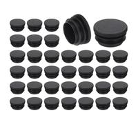 TA-VIGOR 36 Pcs Round Plastic End Caps 35mm(1.38 Inch), Black PE Pipe Plug Inserts for Chair Table Furniture Legs, Glide Floor Protector Tube Caps for Bench Stool Frame, Tubing Pipe End Covers