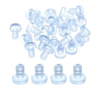 TA-VIGOR 36Pcs Clear PVC Glass Table Top Bumpers with Stem 5mm/0.2" - Anti Slip Furniture Grippers for 3/16 Hole, Large Rubber Bumper Pads for Cabinet Doors, Drawers and Glass Tables