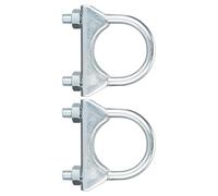 TA-VIGOR 38mm Muffler U-Bolt Clamp, 2 Pack Exhaust Pipe U-Shaped Galvanized Pipe Clamp, Heavy Duty Saddle Type Exhaust Clamps for Car & Motorbike Exhaust Systems