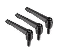 TA-VIGOR 3Pcs Adjustable Clamping Lever Handles, M10 x 25mm Locking Quick Release Push Button Ratchet Screw Knobs, Aluminum Alloy Male Thread Stud Bolts Handle for Machinery & Equipment