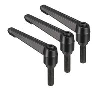 TA-VIGOR 3Pcs Adjustable Clamping Lever Handles, M10 x 32mm Locking Quick Release Push Button Ratchet Screw Knobs, Aluminum Alloy Male Thread Stud Bolts Handle for Machinery & Equipment