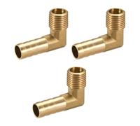 TA-VIGOR 3Pcs Brass Barb Hose Fitting, 90 Degree Elbow 10mm Barbed to 1/4PT Male Pipe Adapter Connector