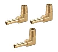 TA-VIGOR 3Pcs Brass Barb Hose Fitting, 90 Degree Elbow 6mm Barbed to 1/8PT Male Pipe Adapter Connector