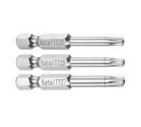 TA-VIGOR 3Pcs Security Torx Screwdriver Bits, Tamper-Proof Star 7 Point Magnetic Bits, 1/4" Hex Shank 50mm Anti-Slip for Power Tools, Electric Screwdriver & DIY Repairs - TT20 TT25 TT27