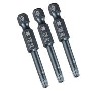 TA-VIGOR 3Pcs T20 Torx Head Screwdriver Bits 1/4 Inch Hex Shank, 50mm Long Magnetic Tamper Proof Star S2 Steel Security Torx Bits with Hole for Impact Driver Drill Bits Hand Tools