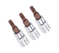 TA-VIGOR 3Pcs Torx Bit Socket, 1/4" Drive x T20 CR-V Key Socket, Premium S2 Steel Bits, Torx Bit with 38mm Length for Ratchet Wrench, Torque Wrench, Slide Bar, Impact Power Drills