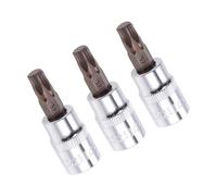 TA-VIGOR 3Pcs Torx Bit Socket, 3/8" Drive x T45 CR-V Key Socket, Premium S2 Steel Bits, Torx Bit with 48mm Length for Ratchet Wrench, Torque Wrench, Slide Bar, Impact Power Drills
