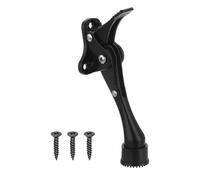 TA-VIGOR 4 Inch Kickdown Door Stopper with One-Touch Pedal Height-Adjustable and Rubber Tip, Zinc Alloy Heavy Duty Door Stop Holder for Rooms, Front Doors, Patios, Garages, Offices (Black)