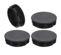 TA-VIGOR 4 Pcs Round Plastic End Caps 80mm(3.15 Inch), Black PE Pipe Plug Inserts for Chair Table Furniture Legs, Glide Floor Protector Tube Caps for Bench Stool Frame, Tubing Pipe End Covers