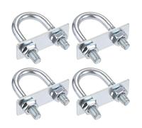 TA-VIGOR 4 sets M8 Round U-Bolts, 22mm Inner Width 56mm Length Steel U-Bolts with Nut, Plate for Attaching Piping Conduit Cable Tube Brackets Boat Trailer