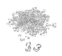 TA-VIGOR 400Pcs Silver Open Bead Tips Knot Covers 4mm, Clamshell Crimp End Caps for Jewellery Making, Fold Over Bead Ends for DIY Necklaces Bracelets Crafts