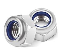 TA-VIGOR 40Pcs M8 Nylon Hex Lock Nuts, 304 Stainless Steel Nylon Insert Self-locking Nuts, Hexagon Threaded Nyloc Nut for Lock Washers Bolts Screws