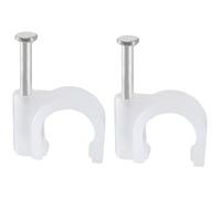 TA-VIGOR 40Pcs Round Cable Clips, 9mm Electrical Cable Wall Clip, Steel Nails Tacks Holder for Organizing Ethernet, Electric Wires Cables Line, TV Cable, Telephone line, White