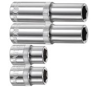 TA-VIGOR 4Pcs 3/8-Inch Drive Deep & Shallow Impact Socket Set 10mm Metric 6 Point Design Cr-V Steel for Auto Repairing and Household