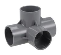 TA-VIGOR 4Pcs 40mm PVC Pipe Fittings, 4-Way Elbow Tee Corner Connectors, Slip Right Angle 4 Way Tee Pipe Splice Joints for Garden Water Pipe and Irrigation Systems, Grey
