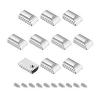 TA-VIGOR 4Pcs Belt Buckle End Tips 39 x 9 x 5.8mm, Zinc Alloy Webbing Ending Clips with Screws for Leather Straps, DIY Crafts and Bag Repair Silver