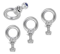 TA-VIGOR 4Pcs M4 x 11mm Lifting Long Eye Bolt, 304 Stainless Steel Wall Expansion Anchor Bolts, Masonry Concrete Screws Shoulder Eyebolt Lifting Ring with Nuts Washers for Hanging Hammock Article