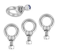 TA-VIGOR 4Pcs M5 x 12mm Lifting Long Eye Bolt, 304 Stainless Steel Wall Expansion Anchor Bolts, Masonry Concrete Screws Shoulder Eyebolt Lifting Ring with Nuts Washers for Hanging Hammock Article