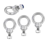 TA-VIGOR 4Pcs M6 x 12mm Lifting Long Eye Bolt, 304 Stainless Steel Wall Expansion Anchor Bolts, Masonry Concrete Screws Shoulder Eyebolt Lifting Ring with Nuts Washers for Hanging Hammock Article