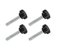 TA-VIGOR 4Pcs M6 x 40mm Male Thread Knurled Clamping Knobs Grip, 20mm Dia Carbon Steel Thumb Screw Clamping Handle Bolt with Thermoset Plastic Knobs
