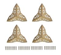TA-VIGOR 4Pcs Metal Corner Protectors, 50 x 50 x 50mm Edge Guard Decorative Corner Bracket, Bronze Angle Brace Cover for Tables Chests Suitcase Jewelry Box, with 36Pcs Screws