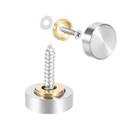 TA-VIGOR 4Pcs Mirror Screws, 16mm Mirror Screws Cap Nail with Washers, Decorative Cap Covers Brushed Mirror Nails for Mirrors, Furniture Fittings, Tables, Wardrobes, Glass, Silver