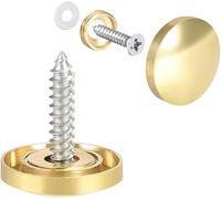 TA-VIGOR 4Pcs Mirror Screws, 18mm brass Mirror Screws Cap Nail with Washers, Decorative Cap Covers Polished Mirror Nails for Mirrors, Furniture Fittings, Tables, Wardrobes, Glass, Gold