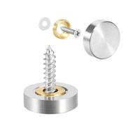 TA-VIGOR 4Pcs Mirror Screws, 18mm Mirror Screws Cap Nail with Washers, Decorative Cap Covers Brushed Mirror Nails for Mirrors, Furniture Fittings, Tables, Wardrobes, Glass, Silver