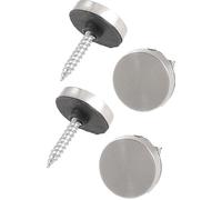 TA-VIGOR 4Pcs Mirror Screws, 18mm Stainless Steel Mirror Screws Cap Nail with Washers, Decorative Cap Covers Brushed Mirror Nails for Mirrors, Furniture Fittings, Tables, Wardrobes, Glass, Silver