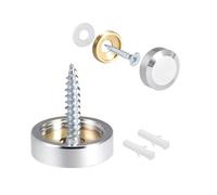 TA-VIGOR 4Pcs Mirror Screws, 20mm brass Mirror Screws Cap Nail with Washers, Decorative Cap Covers Polished Mirror Nails for Mirrors, Furniture Fittings, Tables, Wardrobes, Glass, Silver with stopper