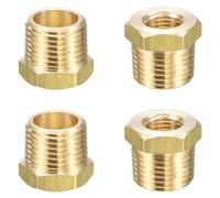 TA-VIGOR 4Pcs Reducer Adapter, 1/2 NPT x 1/4 NPT-4Pcs Brass Pipe Fitting Reducer Adapter, Hex Bushing Reducing Connector Fittings for Pipe Connecting Conversion