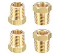 TA-VIGOR 4Pcs Reducer Adapter, 1/4" BSPT Male x 1/8" NPT Female Brass Pipe Fitting Reducer Adapter, Hex Bushing Reducing Connector Fittings for Pipe Connecting Conversion