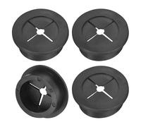 TA-VIGOR 4Pcs Rubber Desk Cable Grommet, 1-1/4 Inch (32mm) Flexible Cable Hole Cover for Office Desk & Worktops, Quiet Wire Organiser with Tight Fit Cable Port - Black