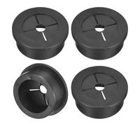 TA-VIGOR 4Pcs Rubber Desk Cable Grommet, 1-1/8 Inch (28mm) Flexible Cable Hole Cover for Office Desk & Worktops, Quiet Wire Organiser with Tight Fit Cable Port - Black