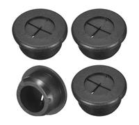 TA-VIGOR 4Pcs Rubber Desk Cable Grommet, 13/16 Inch (20mm) Flexible Cable Hole Cover for Office Desk & Worktops, Quiet Wire Organiser with Tight Fit Cable Port - Black