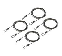 TA-VIGOR 4Pcs Security Steel Cable, 2.5mm x 2m / 6.56ft Coated Safety Wire Rope with Double Loop, Flexible Security Cable Lock for Bike, Luggage, Travel and Outdoor Use, Black