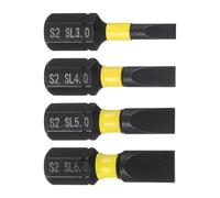 TA-VIGOR 4pcs SL3 SL4 SL5 SL6 Slotted Screwdriver Bits Set, Magnetic Flat Head Screw Driver Bit S2 Steel 1/4" Hex Shank 25mm/1 Inch Precision Hex Bits for Power Drill, Manual Repair