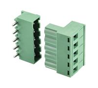 TA-VIGOR 5-Pin 5.08mm Pitch Right Angle PCB Screw Terminal Block Connector, PCB Connectors, 300V 15A, Green, 15 Sets